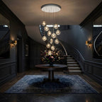 Arcli Contemporary Glass Cluster Chandelier for high ceiling staircase and foyer lighting