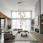 Arcli Contemporary Glass Cluster Chandelier for high ceiling staircase and foyer lighting
