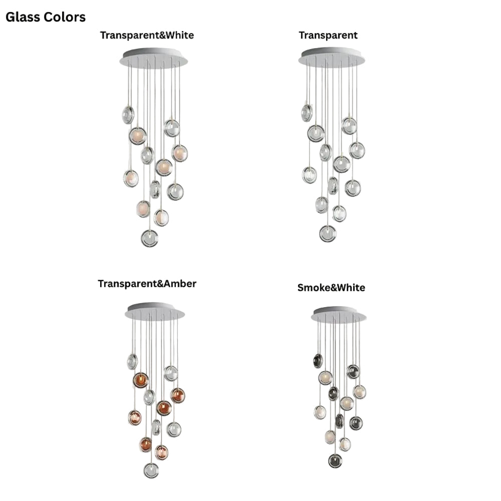Arcli Contemporary Glass Cluster Chandelier for high ceiling staircase and foyer lighting