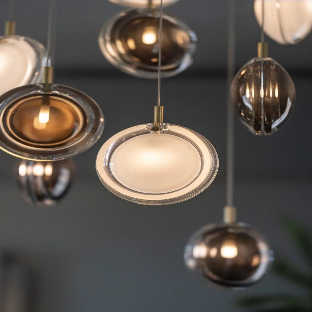 Arcli Contemporary Glass Cluster Chandelier for high ceiling staircase and foyer lighting
