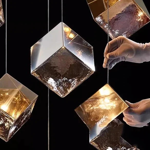 Aren Cube Large Pendant Light For High Ceilings for high ceiling staircase and foyer lighting