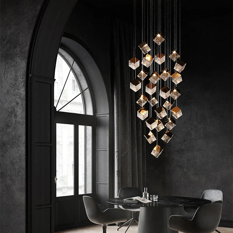 Aren Cube Large Pendant Light For High Ceilings for high ceiling staircase and foyer lighting