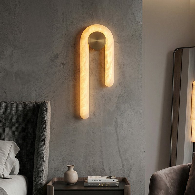 Arlo Loop Alabaster Wall Light by Bling Lighting Studio