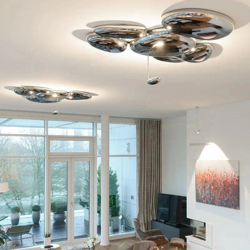 Amaris Modern Silver Flush Mount Chandelier - Bling Lighting Studio