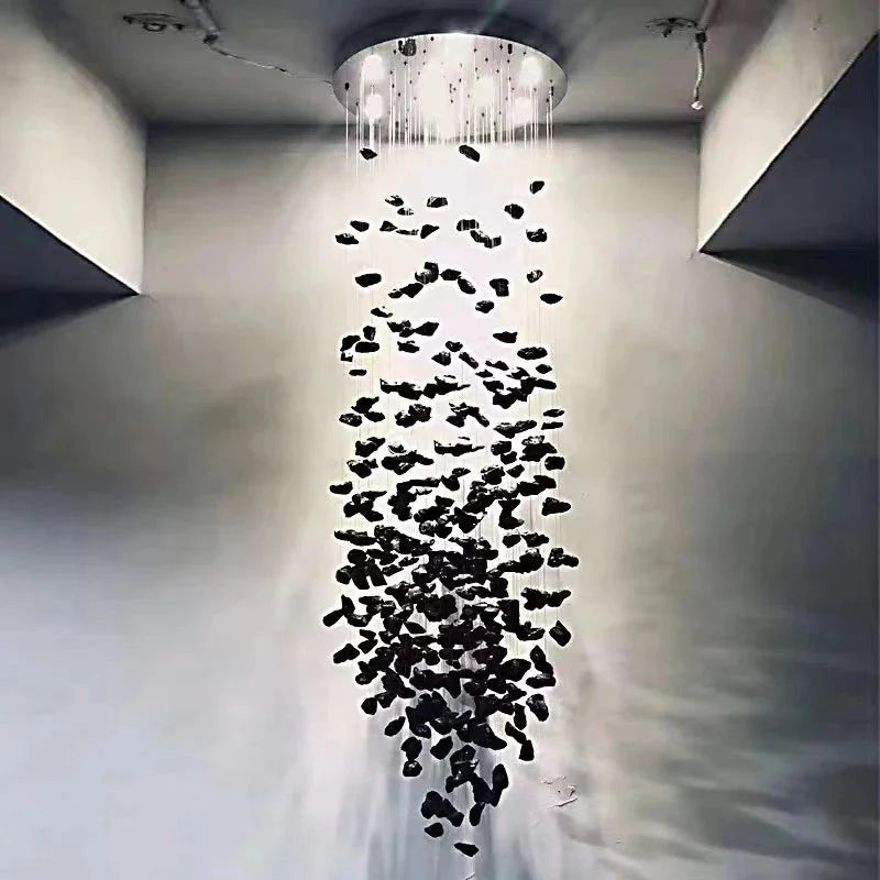 Art Stone Chandelier For Entryway with High Ceiling for high ceiling staircase and foyer lighting