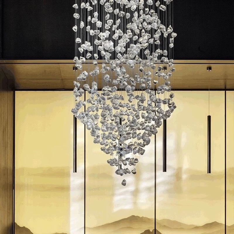 Art Stone Chandelier For Entryway with High Ceiling for high ceiling staircase and foyer lighting