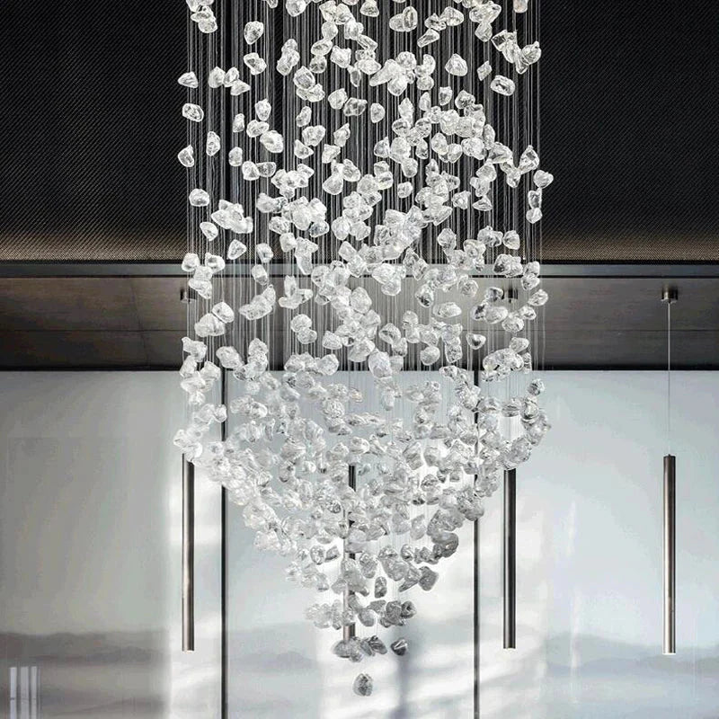 Art Stone Chandelier For Entryway with High Ceiling for high ceiling staircase and foyer lighting
