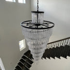 Assena Large Black high Ceiling Entryway Chandelier for high ceiling staircase and foyer lighting