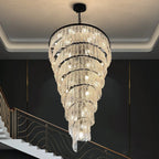 Assena Large Black high Ceiling Entryway Chandelier for high ceiling staircase and foyer lighting