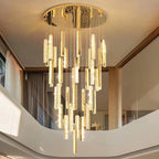 Aten Crystal Staircase Chandelier for high ceiling staircase and foyer lighting