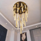 Aten Crystal Staircase Chandelier for high ceiling staircase and foyer lighting
