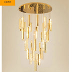 Aten Crystal Staircase Chandelier for high ceiling staircase and foyer lighting