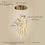 Aten Crystal Staircase Chandelier for high ceiling staircase and foyer lighting