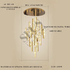 Aten Crystal Staircase Chandelier for high ceiling staircase and foyer lighting