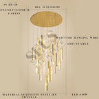 Aten Crystal Staircase Chandelier for high ceiling staircase and foyer lighting
