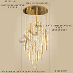 Aten Crystal Staircase Chandelier for high ceiling staircase and foyer lighting