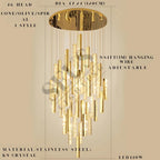 Aten Crystal Staircase Chandelier for high ceiling staircase and foyer lighting