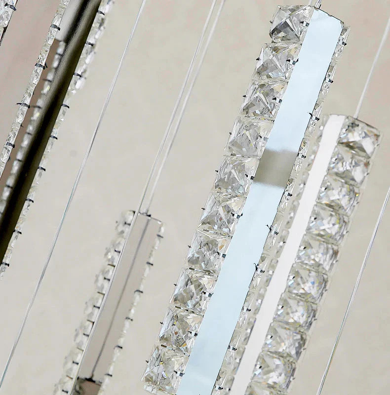 Aten Crystal Staircase Chandelier for high ceiling staircase and foyer lighting