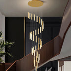 Aten Crystal Staircase Chandelier for high ceiling staircase and foyer lighting