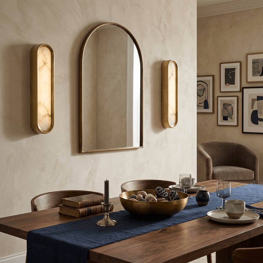 Aurelia Arch Alabaster Wall Light by Bling Lighting Studio