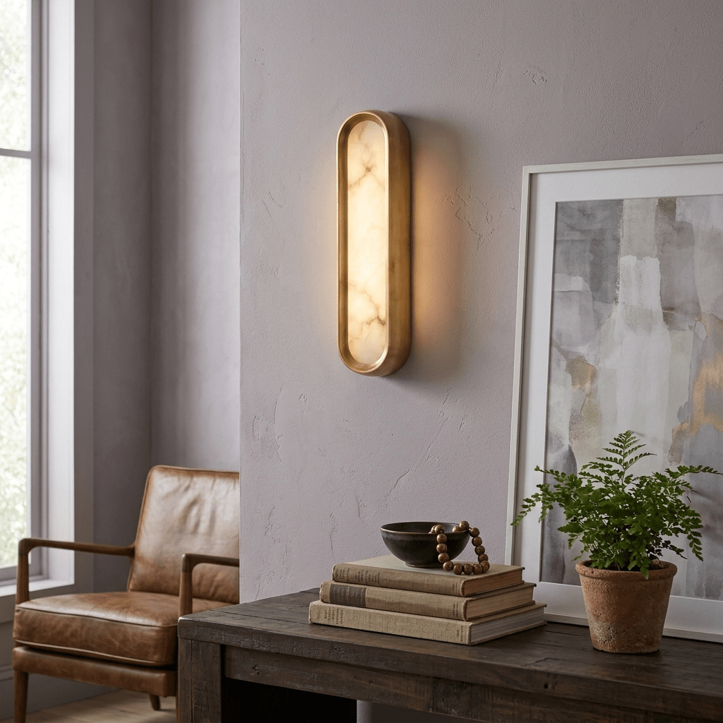 Aurelia Arch Alabaster Wall Light by Bling Lighting Studio