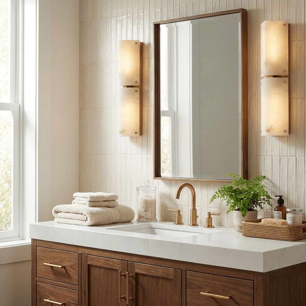Aurelia Double Panel Alabaster Wall Light by Bling Lighting Studio