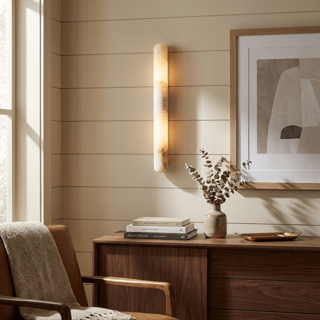 Aurelia Slim Alabaster Linear Wall Light by Bling Lighting Studio