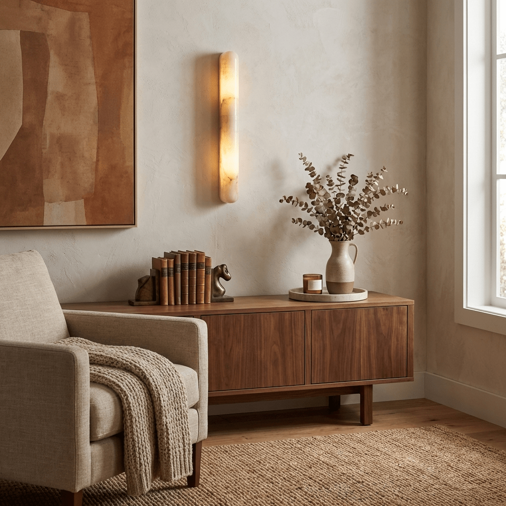 Aurelia Slim Alabaster Linear Wall Light by Bling Lighting Studio
