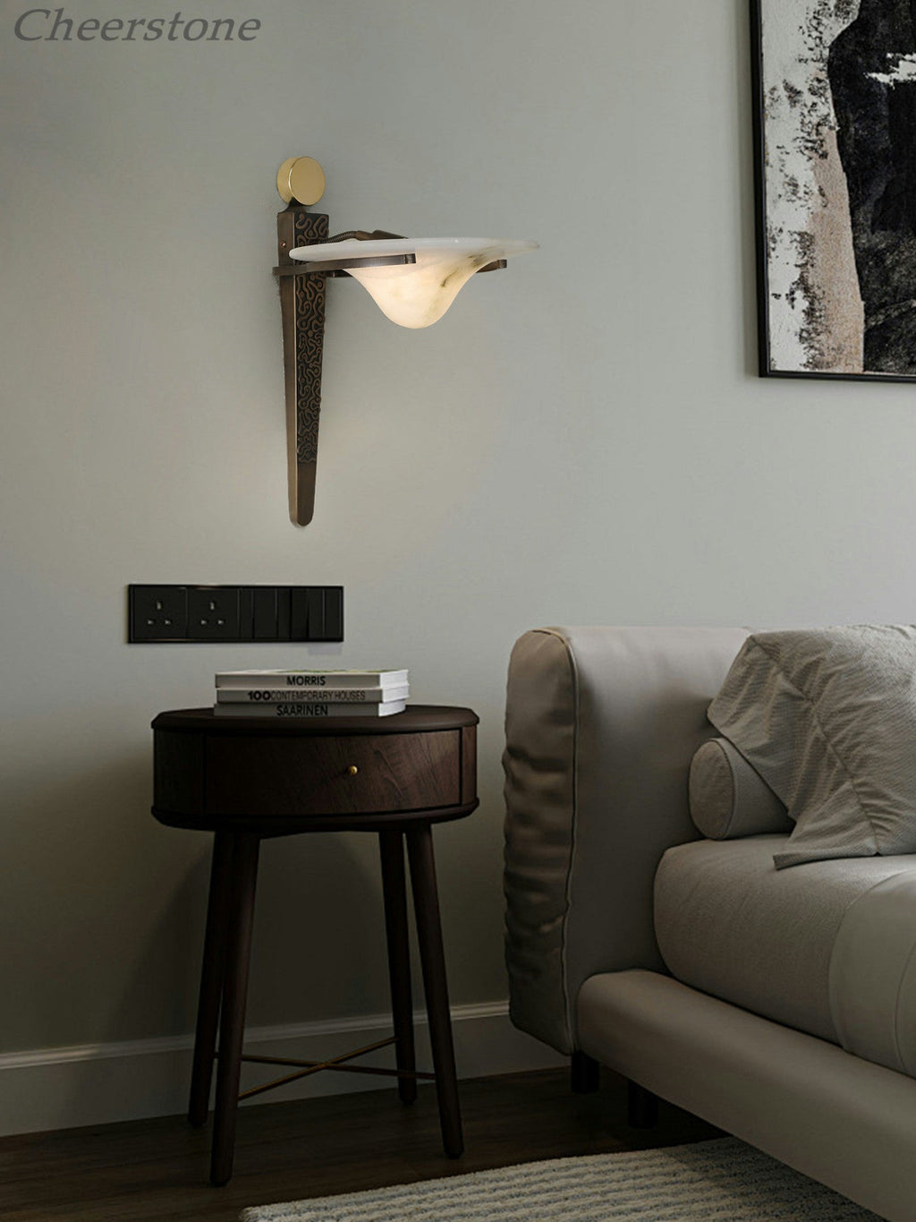 Aurelian Crest Alabaster Wall Sconce by Bling Lighting Studio