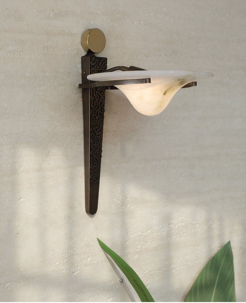 Aurelian Crest Alabaster Wall Sconce by Bling Lighting Studio