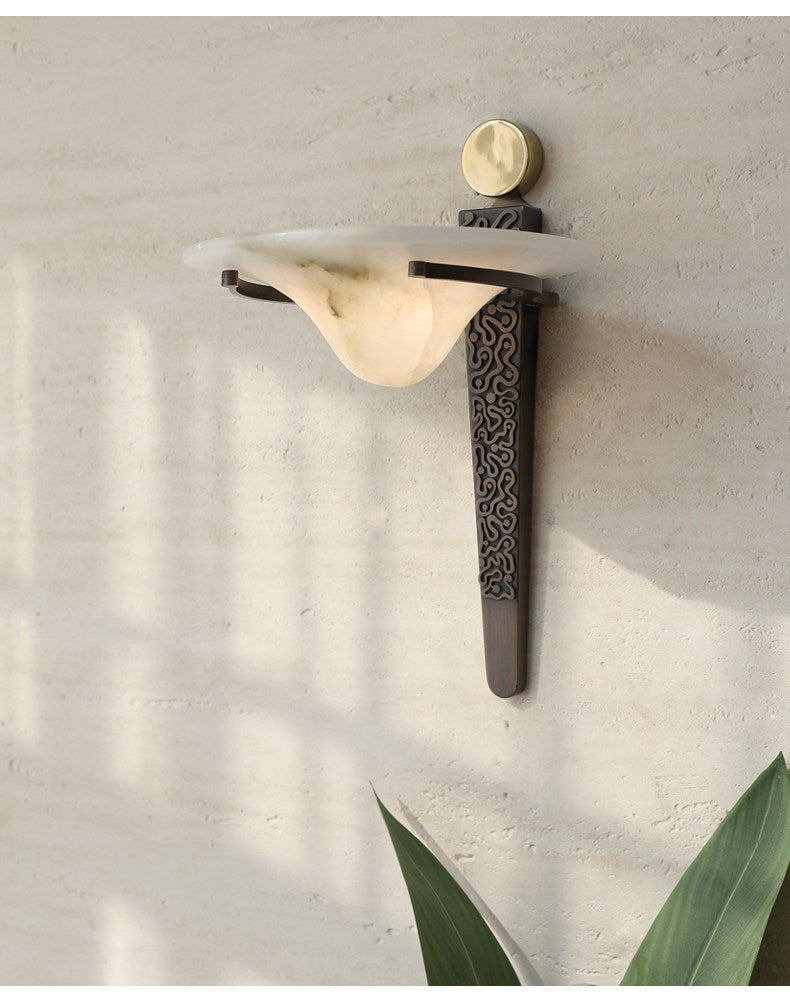 Aurelian Crest Alabaster Wall Sconce by Bling Lighting Studio