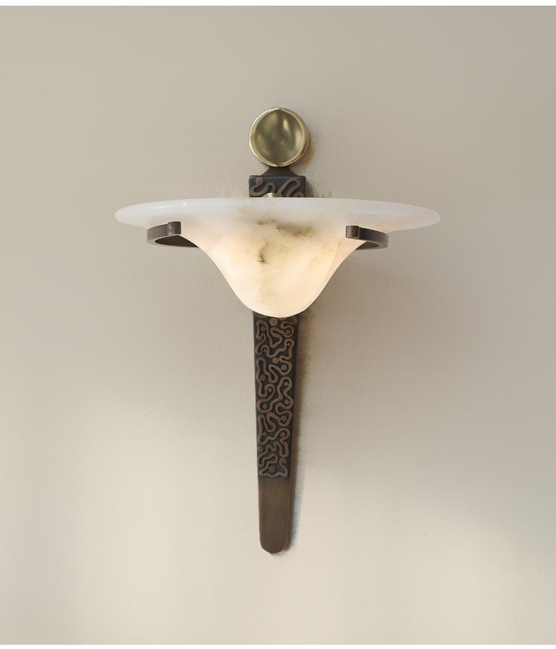 Aurelian Crest Alabaster Wall Sconce by Bling Lighting Studio