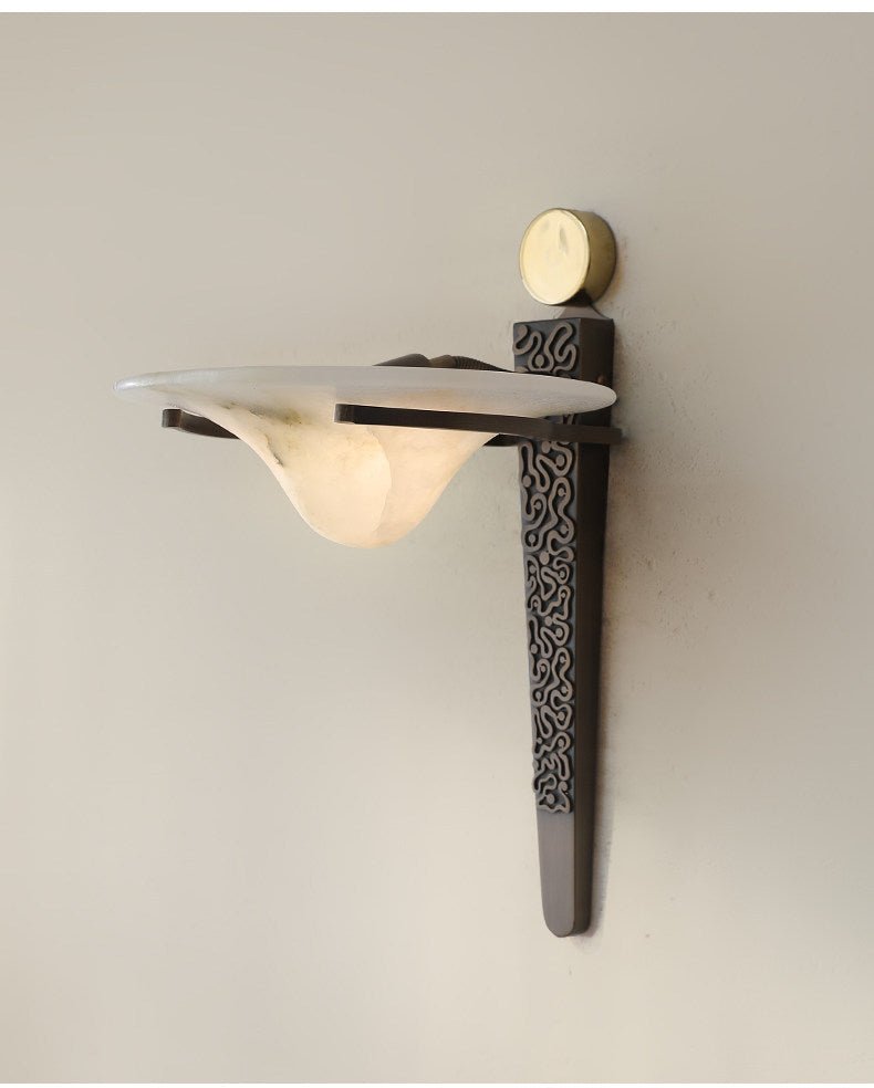Aurelian Crest Alabaster Wall Sconce by Bling Lighting Studio
