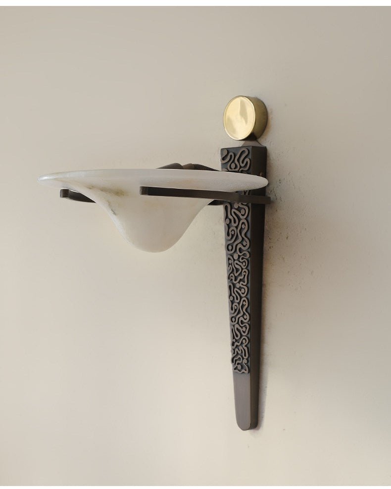 Aurelian Crest Alabaster Wall Sconce by Bling Lighting Studio