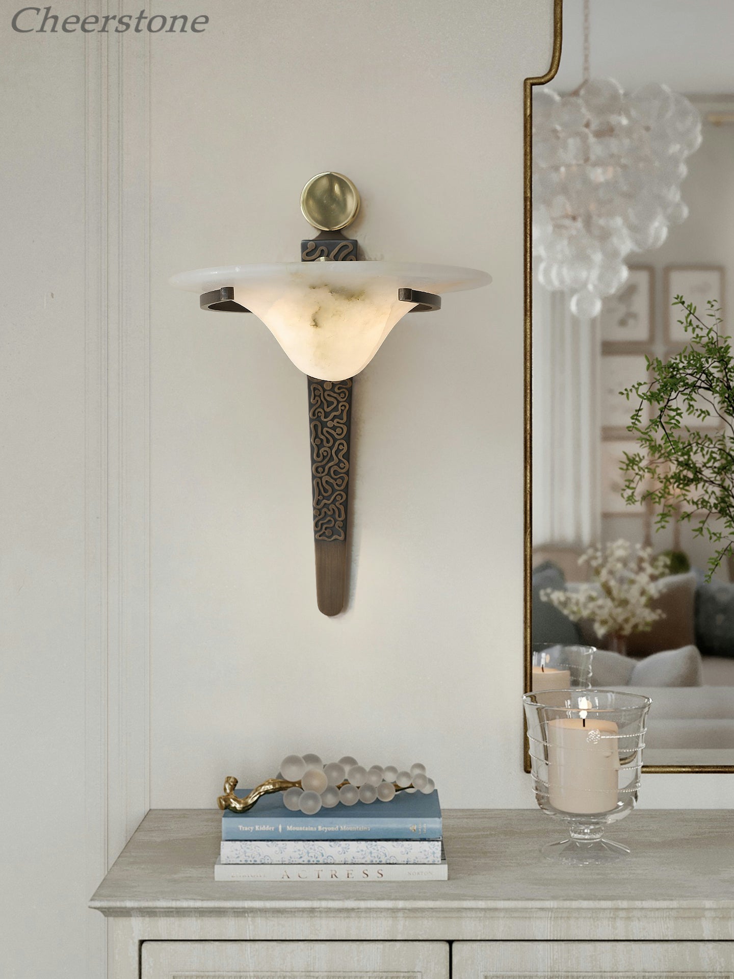 Aurelian Crest Alabaster Wall Sconce by Bling Lighting Studio
