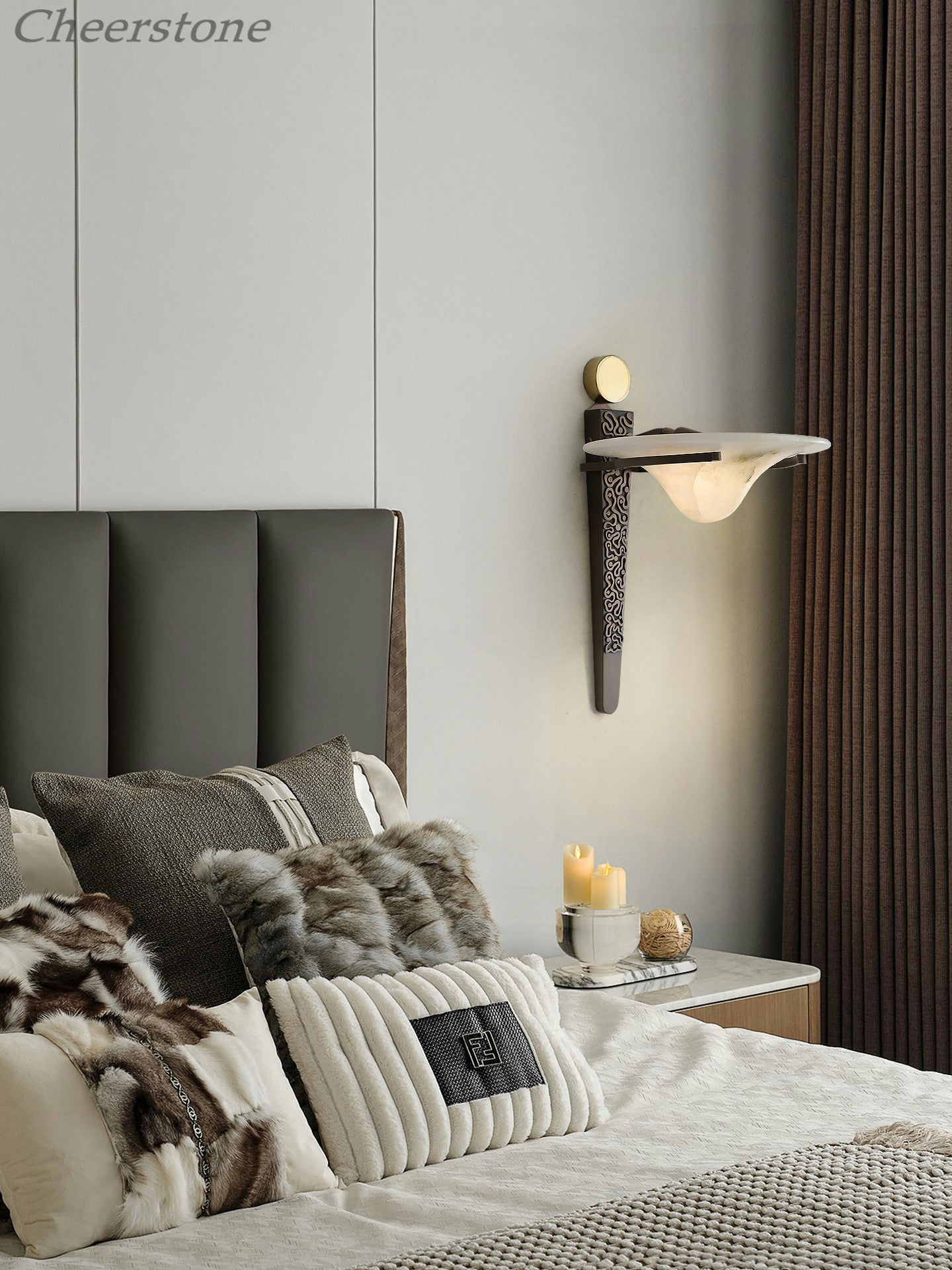 Aurelian Crest Alabaster Wall Sconce by Bling Lighting Studio