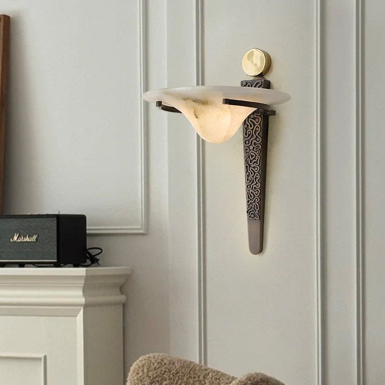 Aurelian Crest Alabaster Wall Sconce by Bling Lighting Studio