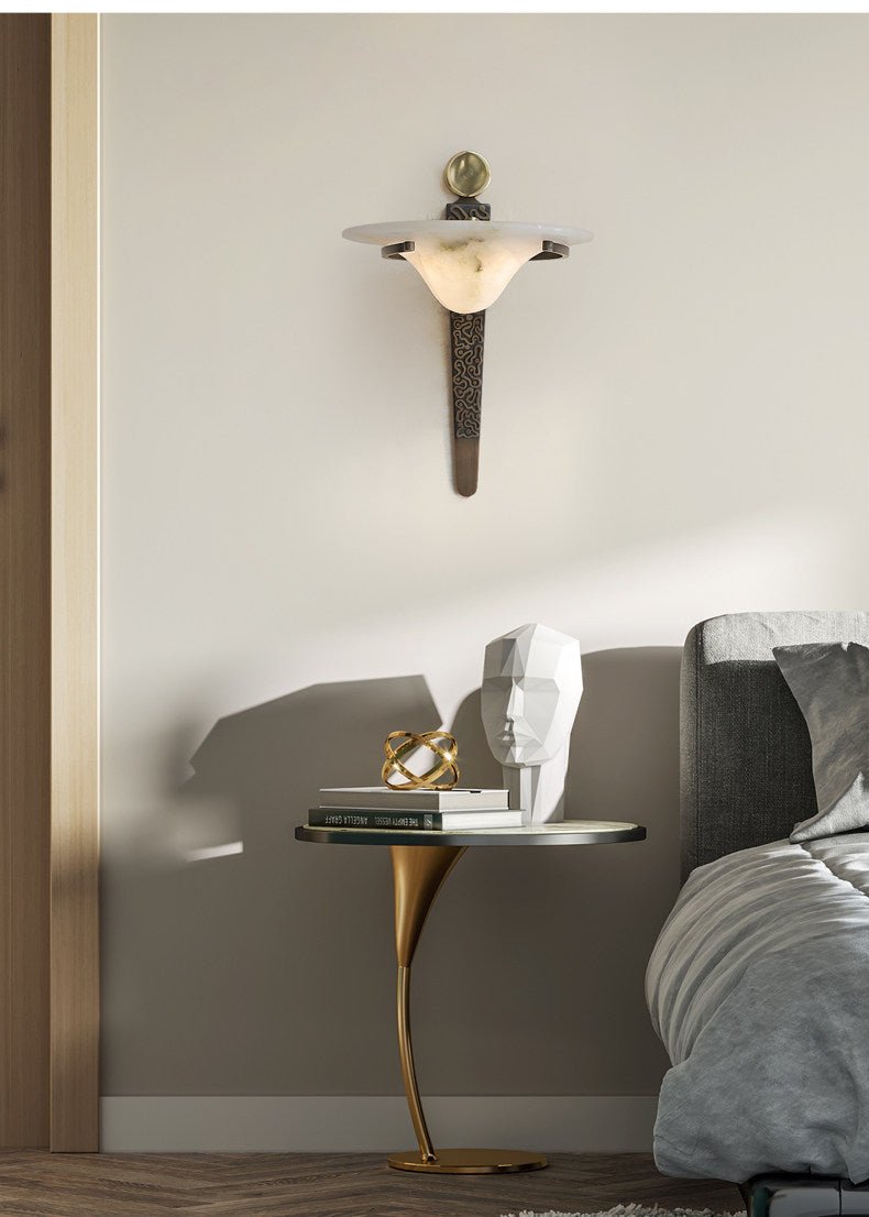 Aurelian Crest Alabaster Wall Sconce by Bling Lighting Studio