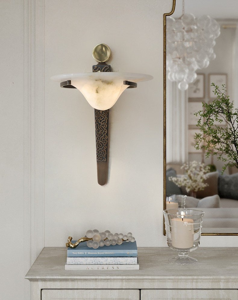 Aurelian Crest Alabaster Wall Sconce by Bling Lighting Studio