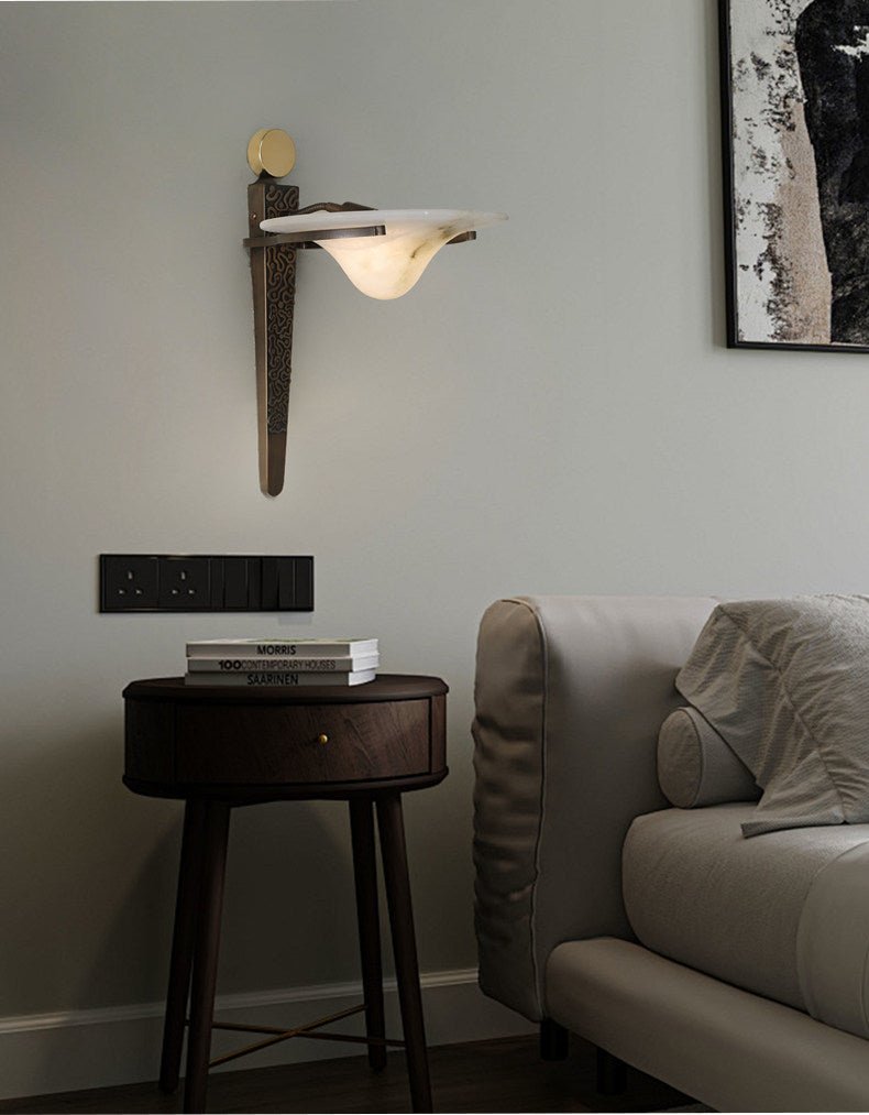 Aurelian Crest Alabaster Wall Sconce by Bling Lighting Studio