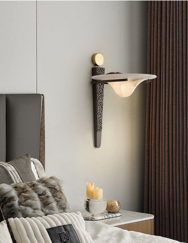 Aurelian Crest Alabaster Wall Sconce by Bling Lighting Studio