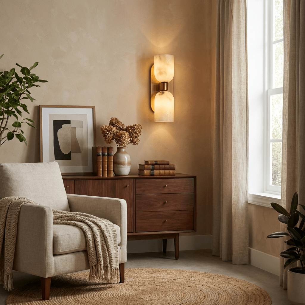 Aurelian Twin Alabaster Wall Light by Bling Lighting Studio