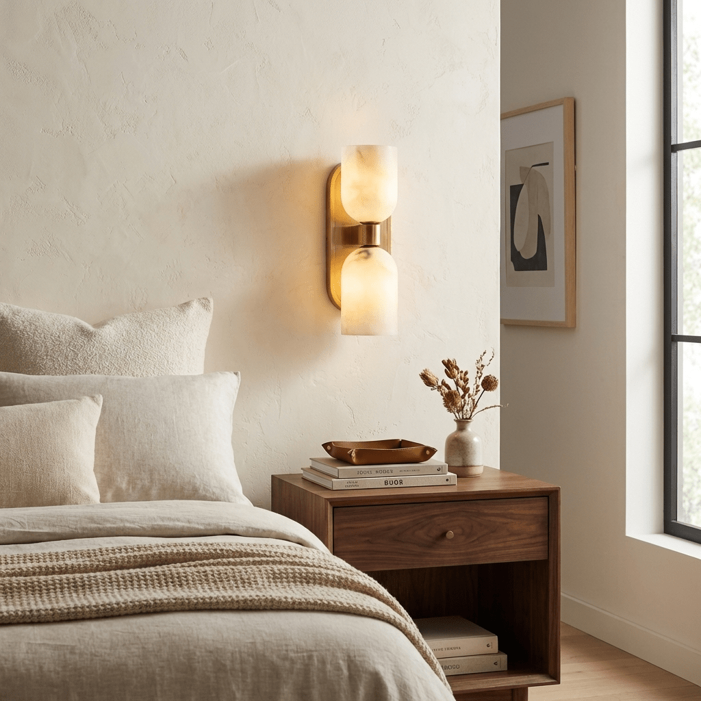 Aurelian Twin Alabaster Wall Light by Bling Lighting Studio