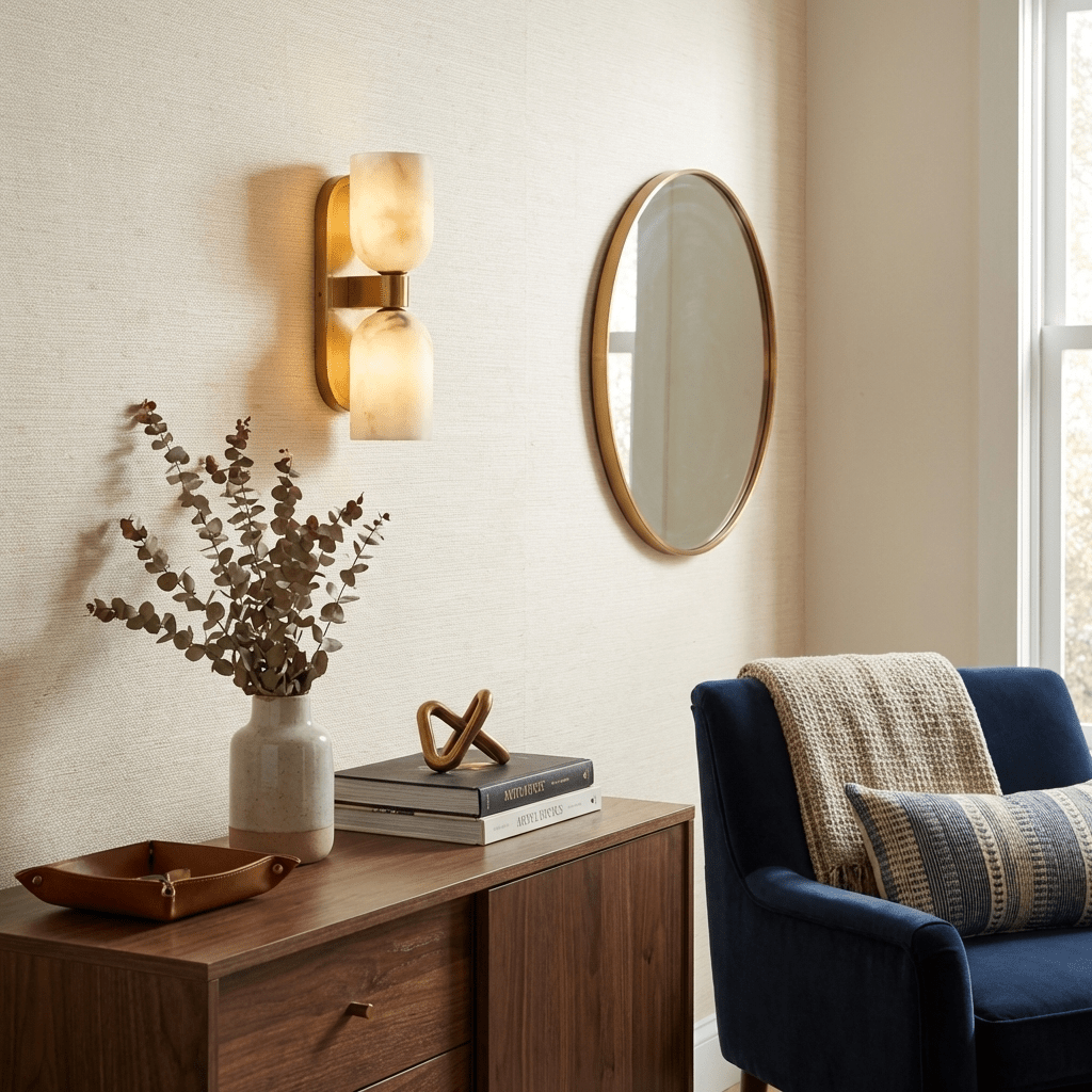 Aurelian Twin Alabaster Wall Light by Bling Lighting Studio