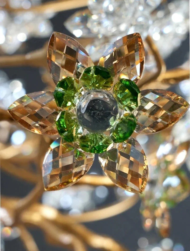Gilded Branch Floral Brass Crystal Chandelier by Bling Lighting Studio