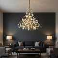 Auric Antique Vintage Brass Crystal Chandelier for high ceiling staircase and foyer lighting