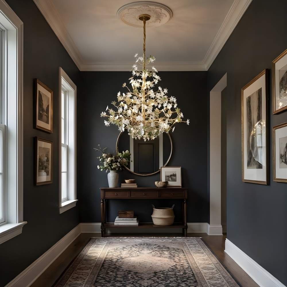 Auric Antique Vintage Brass Crystal Chandelier for high ceiling staircase and foyer lighting