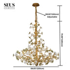 Auric Antique Vintage Brass Crystal Chandelier for high ceiling staircase and foyer lighting