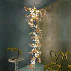 Verdant Branch Copper Vine Glass Flower Stairwell Chandelier by Bling Lighting Studio