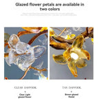 Verdant Branch Copper Vine Glass Flower Stairwell Chandelier by Bling Lighting Studio